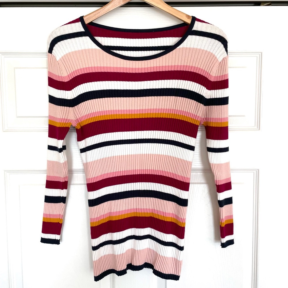 LOFT Ribbed Striped Stretch Sweater